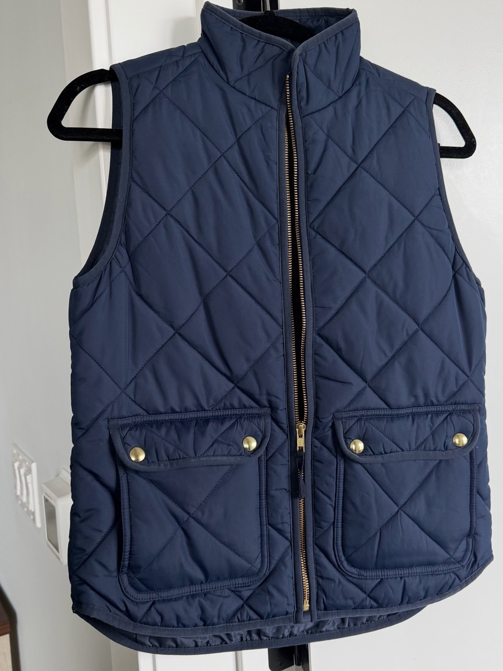 J. Crew Quilted Navy Zip-Up Vest